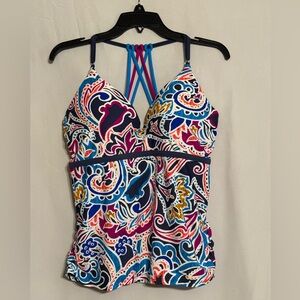 NWT Free Country Multicolor Paisley Tankini Top Size XL